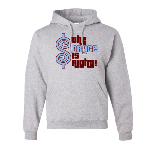 The Bryce is Right Pullover Hoodie | The Bryce is Right Ash Pull Over Hoodie the front of this hoodie has the bryce is right logo