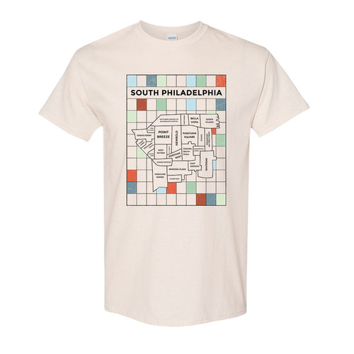 South Philly Map T-Shirt | South Philadelphia Map Natural Tee Shirt