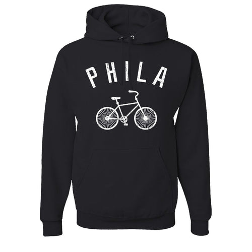 Phila Bicycle Pullover Hoodie | Philly Bicycle Black Pull Over Hoodie the front of this hoodie has the phila bike design
