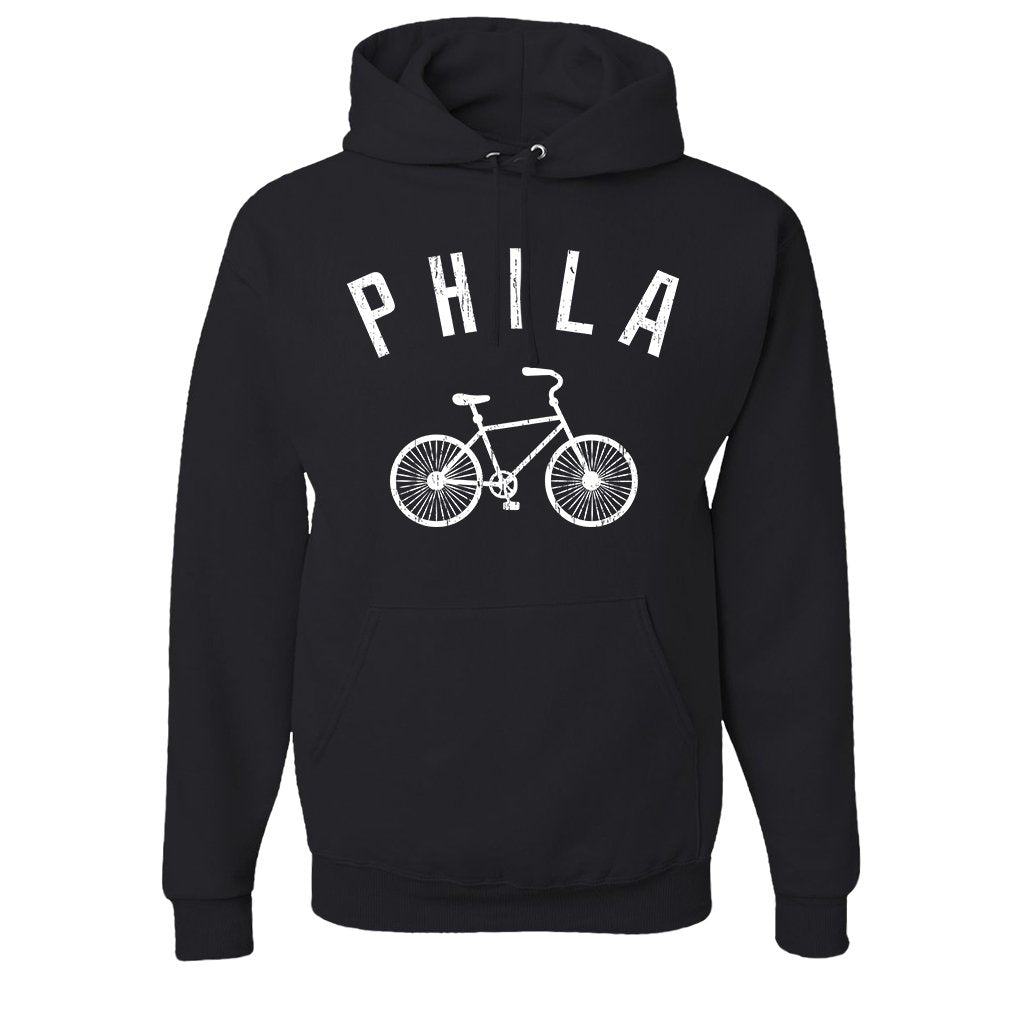 Phila Bicycle Pullover Hoodie | Philly Bicycle Black Pull Over Hoodie the front of this hoodie has the phila bike design