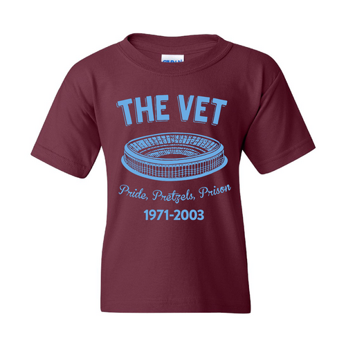 The Vet Pride, Pretzels, Prison Kid's T-Shirt | Veterans Stadium Maroon Children's Tee Shirt