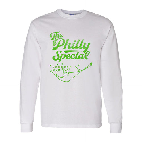 Philly Special Long Sleeve T-Shirt | Philly Special Play Diagram White Long Sleeve Tee Shirt