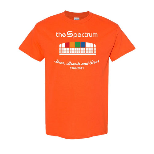 Spectrum Stadium T-Shirt | The Spectrum Stadium Orange T-Shirt the front of this shirt has the spectrum