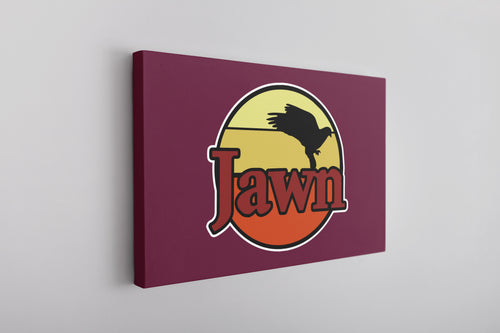 Jawn  Canvas | Jawn  Maroon Wall Canvas the front of this canvas has the waw jawn logo on it