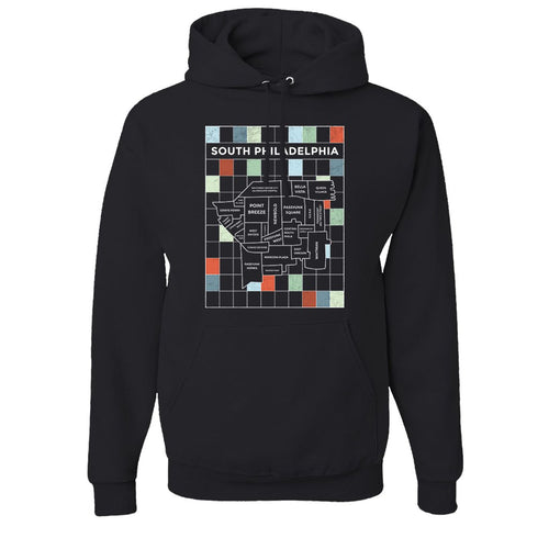 South Philly Map Pullover Hoodie | South Philadelphia Map Black Pullover Hoodie