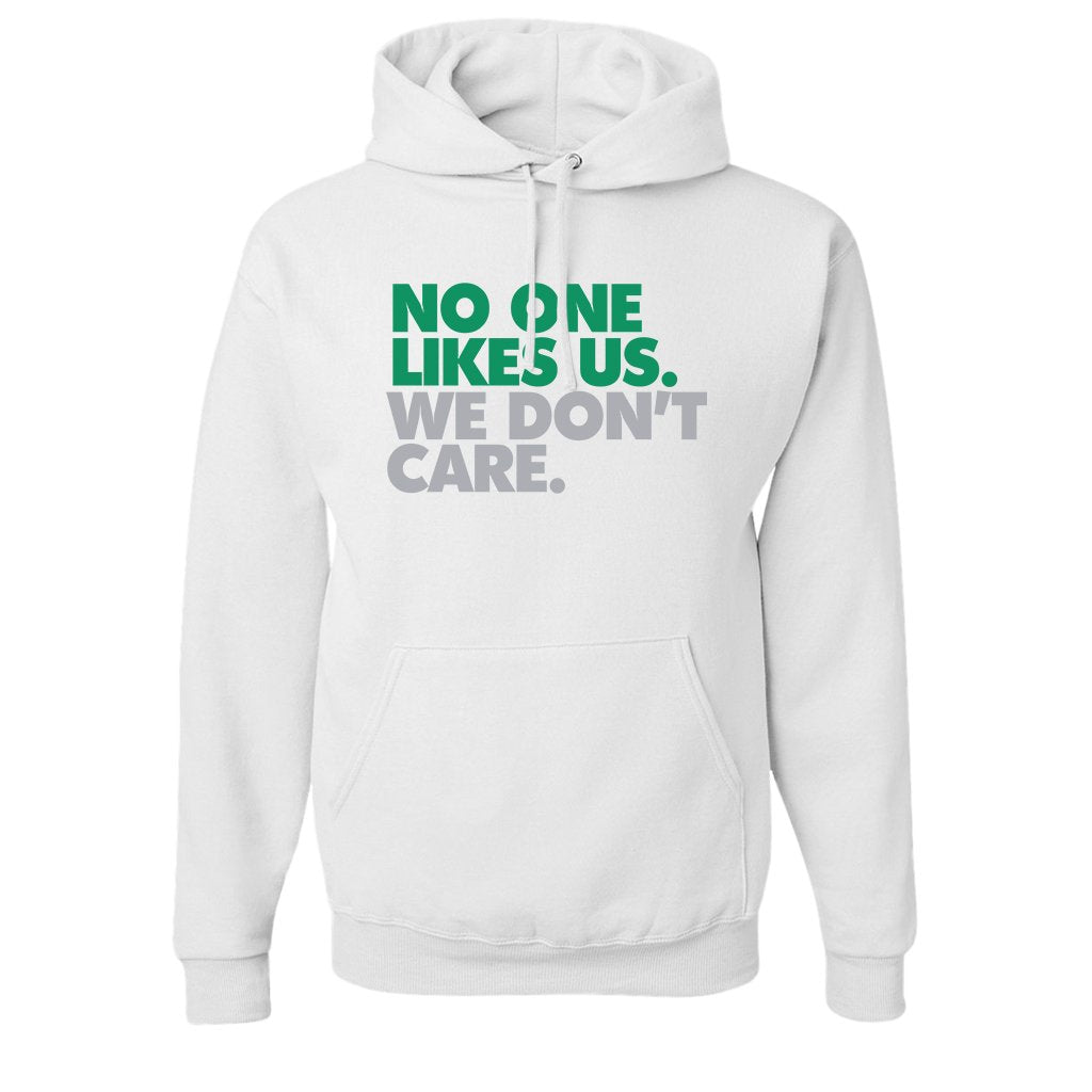 No One Likes Us Pullover Hoodie | No One Likes Us We Don't Care White Pull Over Hoodie the front of this hoodie says no one likes us we dont care