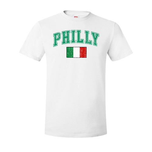 Philly Italian Flag T-Shirt | Philly Italian Flag White T-Shirt the front of this shirt has the philly italian flag on it