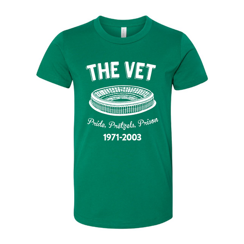 The Vet Pride, Pretzels, Prison T-Shirt | Veterans Stadium Kelly Green Tee Shirt