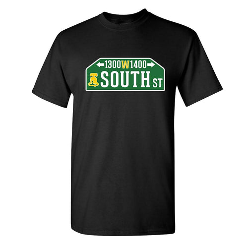 South Street T-Shirt | South Street Black T-Shirt the front of this shirt has the south street sign