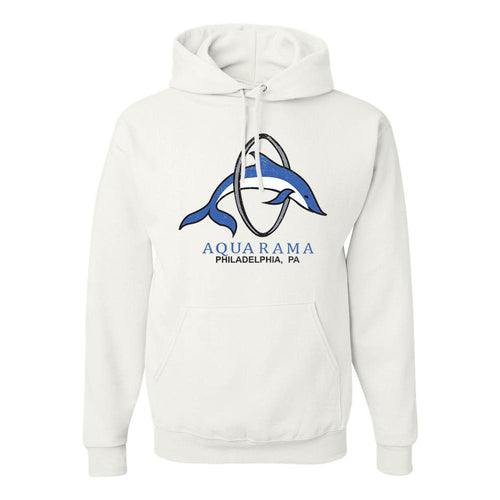 Philly Aquarama Pullover Hoodie | Philadelphia Aquarama White Pull Over Hoodie the front of this hoodie has the aquarama logo on it