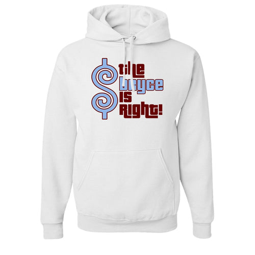 The Bryce is Right Pullover Hoodie | The Bryce is Right White Pull Over Hoodie the front of this hoodie has the bryce is right logo