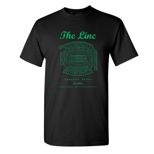 The Linc Seating Chart T-Shirt | The Linc Seat Map Black T-Shirt the front of this shirt has the linc seating chart