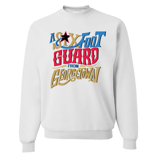 Six Foot Guard From Georgetown Crewneck Sweatshirt | Allen Iverson White Crewneck Sweatshirt