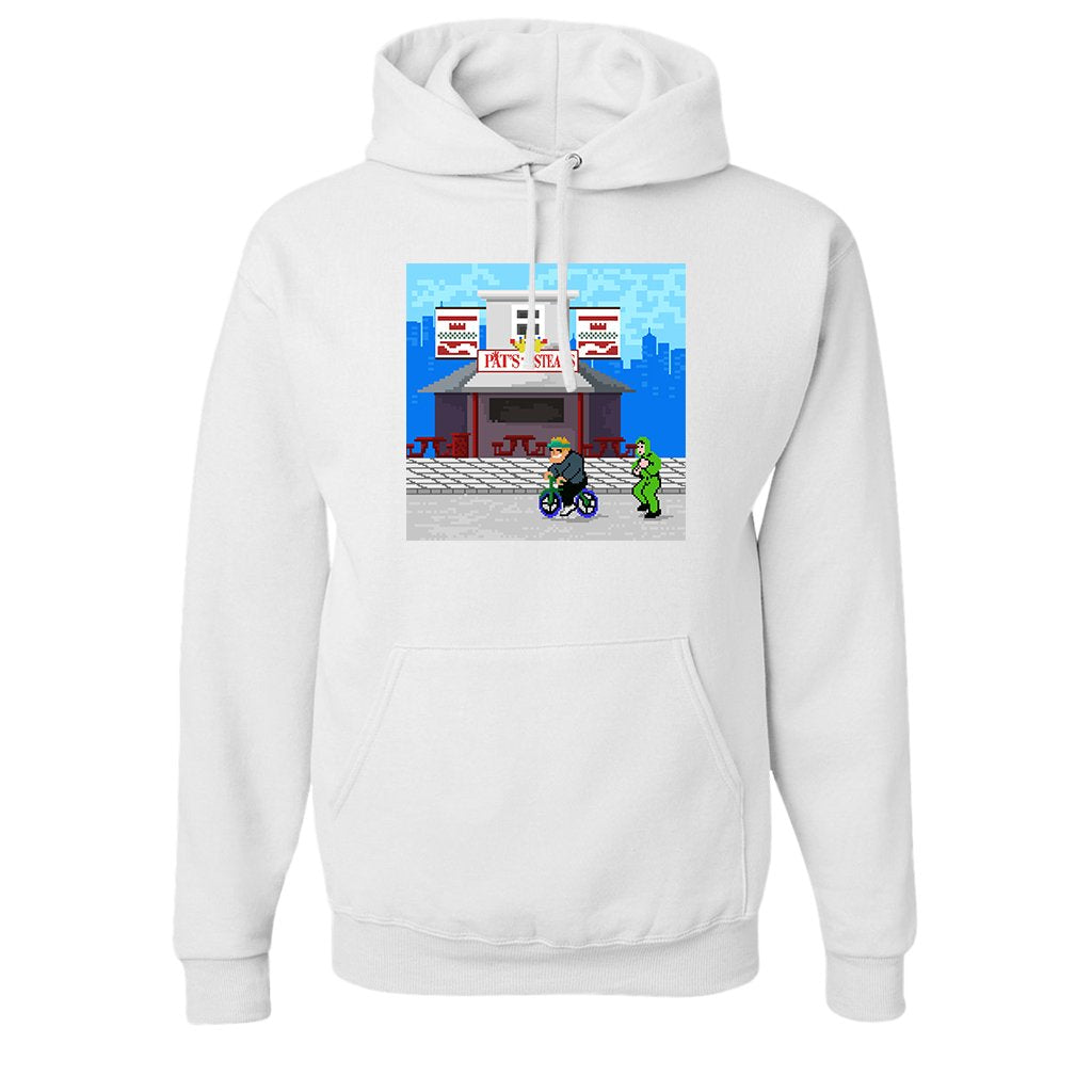 Nick Foles Training Pullover Hoodie | Nick Foles Pat's Steaks Training White Pullover Hoodie the front of this hoodie has the foles training design