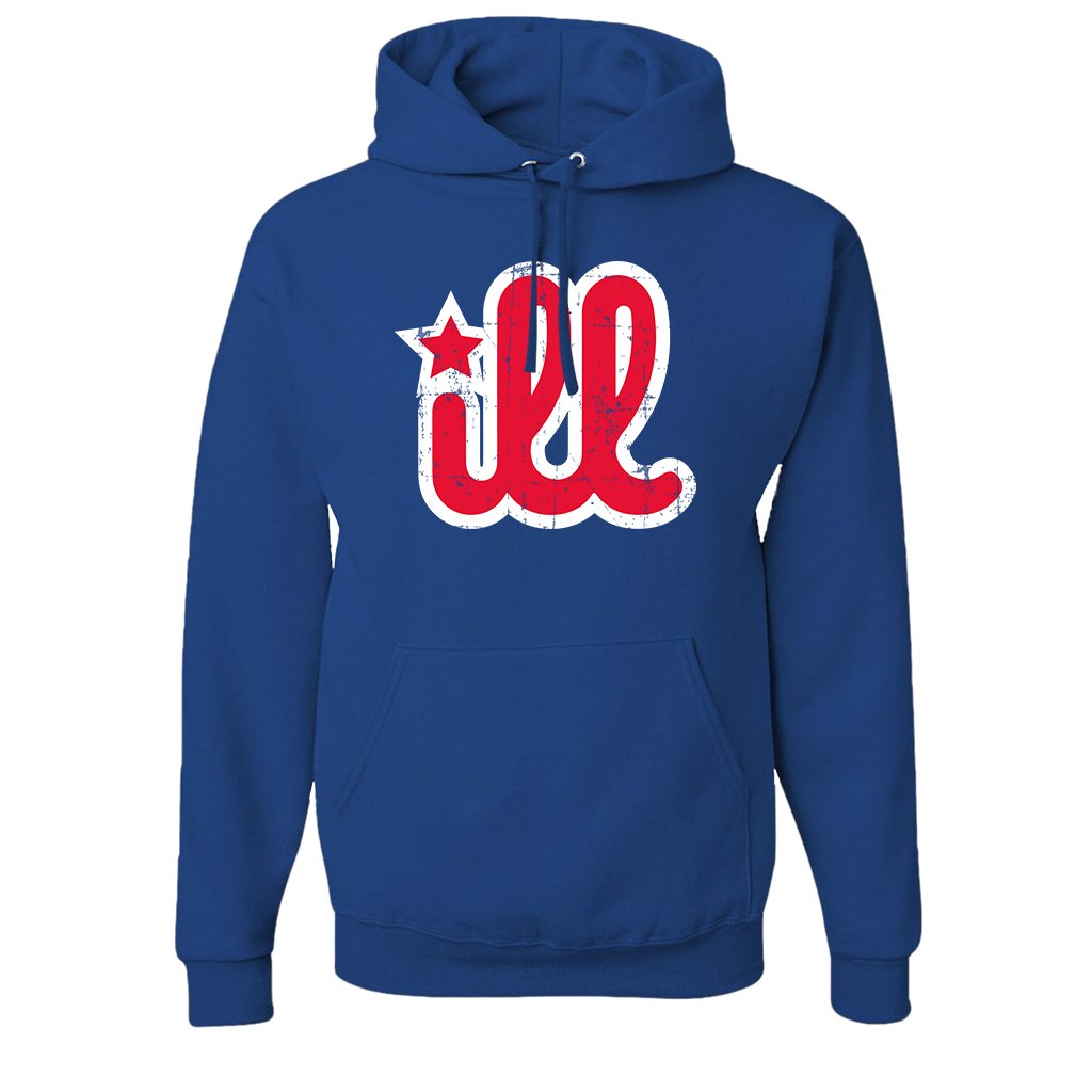 ILL Logo Pullover Hoodie | ILL Logo Royal Blue Pull Over Hoodie the front of this hoodie has the red and white ill design