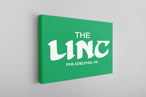 The Linc Birds Lettering Canvas | The Linc Birds Lettering Kelly Green Wall Canvas the front of this canvas has the stadiums name in retro birds font