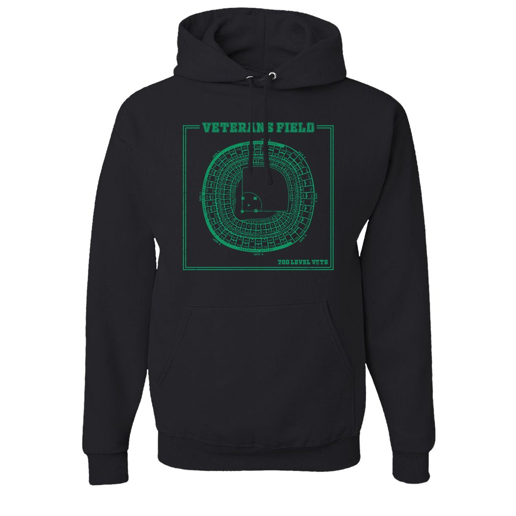 The Vet Seating Chart Pullover Hoodie | Veterans Stadium Seating Chart Black Pull Over Hoodie