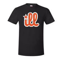 Load image into Gallery viewer, ILL Logo T-Shirt | ILL Logo Black T-Shirt the front of this shirt has the ill orange and white design
