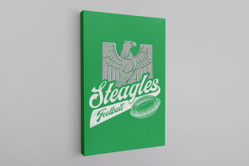 Steagles Retro Canvas | Phil-Pitt Steagles Kelly Green Wall Canvas the front of this canvas has the steagles design