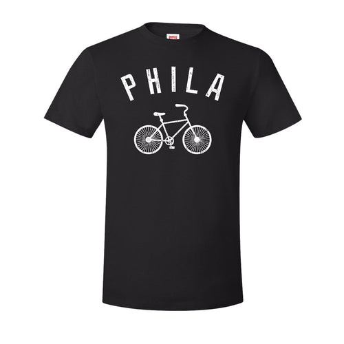 Phila Bicycle T-Shirt | Philly Bicycle Black T-Shirt the front of this shirt has the phila bike design