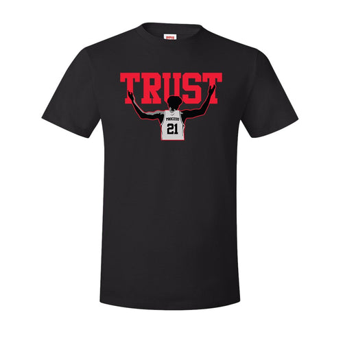 Trust The Process T-Shirt | The Process Black T-Shirt this trust shirt has the word trust on the front and embiid under it