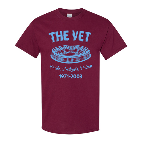 The Vet Pride, Pretzels, Prison T-Shirt | Veterans Stadium Maroon Tee Shirt