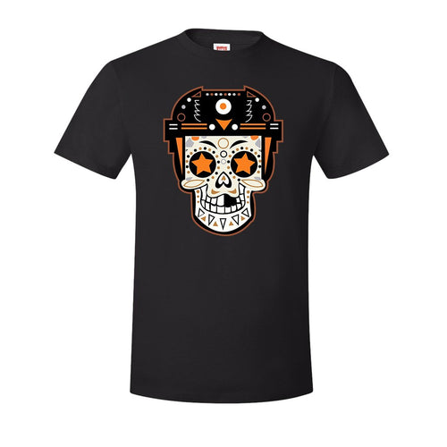 Broad Street Bullies Skull T-Shirt | Broad Street Bullies Candy Skull Black Tee Shirt the front of this shirt has the bullies skull logo