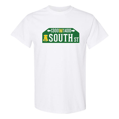 South Street T-Shirt | South Street White T-Shirt the front of this shirt has the south street sign