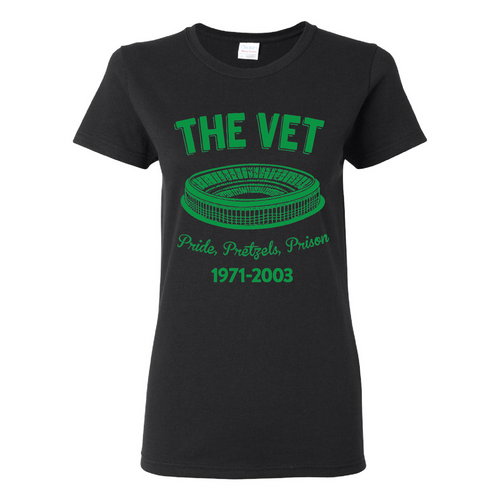 The Vet Pride, Pretzels, Prison Women's T-Shirt | Veterans Stadium Black Women's Tee Shirt