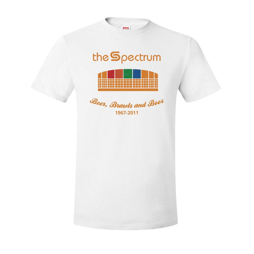 Spectrum Stadium T-Shirt | The Spectrum Stadium White T-Shirt the front of this shirt has the spectrum