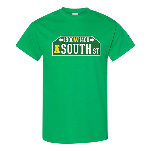 South Street T-Shirt | South Street Kelly Green T-Shirt the front of this shirt has the south philly sign