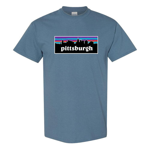 Pittsburghgonia T-Shirt | Pittsburghgonia Indigo Blue T-Shirt the front of this shirt has the pittsburghgonia design on it