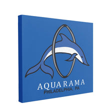 Load image into Gallery viewer, Philly Aquarama Canvas | Philadelphia Aquarama Royal Wall Canvas the front of this canvas has the aquarama logo
