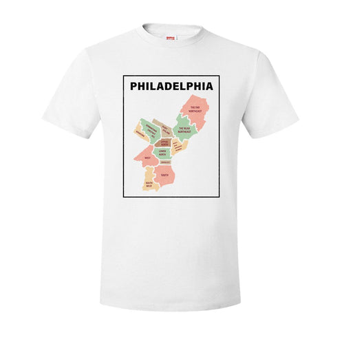 Philly Map T-Shirt | Philadelphia City Map White Tee Shirt