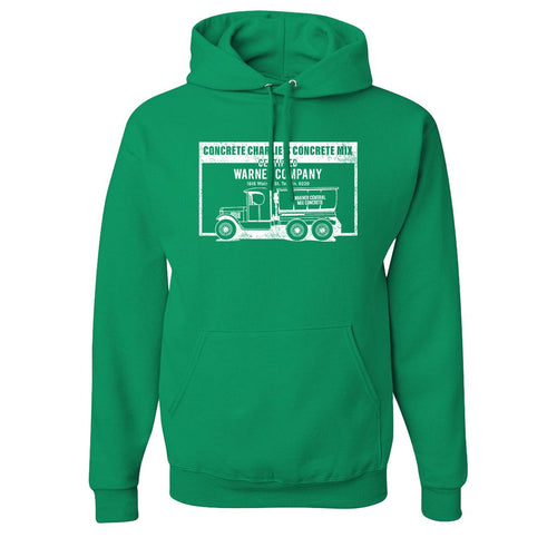 Concrete Charlie's Pullover Hoodie | Chuck Bednarik's Concrete Mix Kelly Green Pull Over Hoodie the front of this hoodie has the concrete company