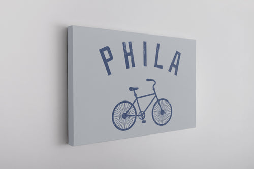 Phila Bicycle Canvas | Philly Bicycle Grey Wall Canvas the front of this canvas has the Phila Bike design on it