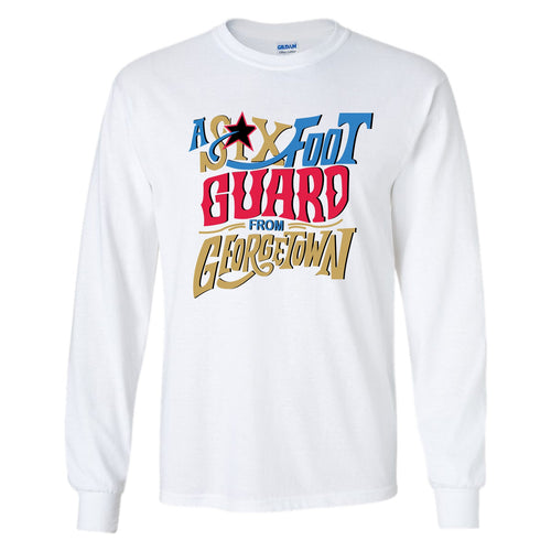 Six Foot Guard From Georgetown Long Sleeve T-Shirt | Allen Iverson White Longsleeve Tee Shirt
