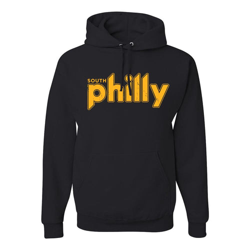 South Philly Vintage Pullover Hoodie | South Philadelphia Retro Black Pull Over Hoodie the front of this hoodie has the south philly vintage logo