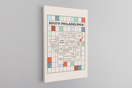 South Philly Map Canvas | South Philadelphia Map Natural Wall Canvas