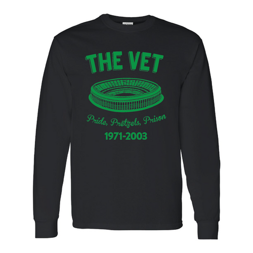 The Vet Pride, Pretzels, Prison Long Sleeve T-Shirt | Veterans Stadium Black Longsleeve Tee Shirt