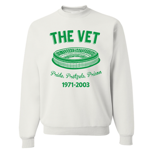 The Vet Pride, Pretzels, Prison Crewneck | Veterans Stadium White Crewneck Sweatshirt