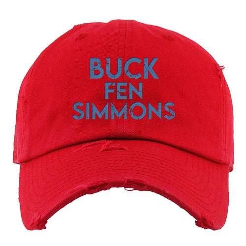 Buck Fen Simmons Distressed Dad Hat | Buck Fen Simmons Red Distressed Dad Hat