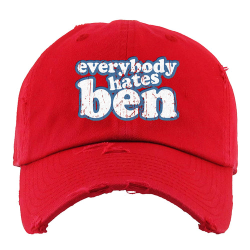 Everybody Hates Ben Distressed Dad Hat | Everybody Hates Ben Red Distressed Dad Hat