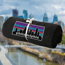 Load image into Gallery viewer, Philagonia Philadelphia Skyline Black Blanket | 62&quot;W x 78&quot;L
