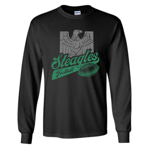 Steagles Retro Long Sleeve T-Shirt | Phil-Pitt Steagles Black Longsleeve Tee Shirt the front of this long sleeve has the steagles design
