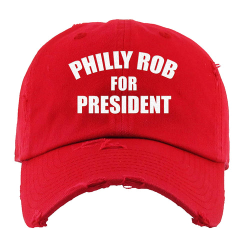 Philly Rob For President Distressed Dad Hat | Philly Rob For President Red Distressed Dad Hat