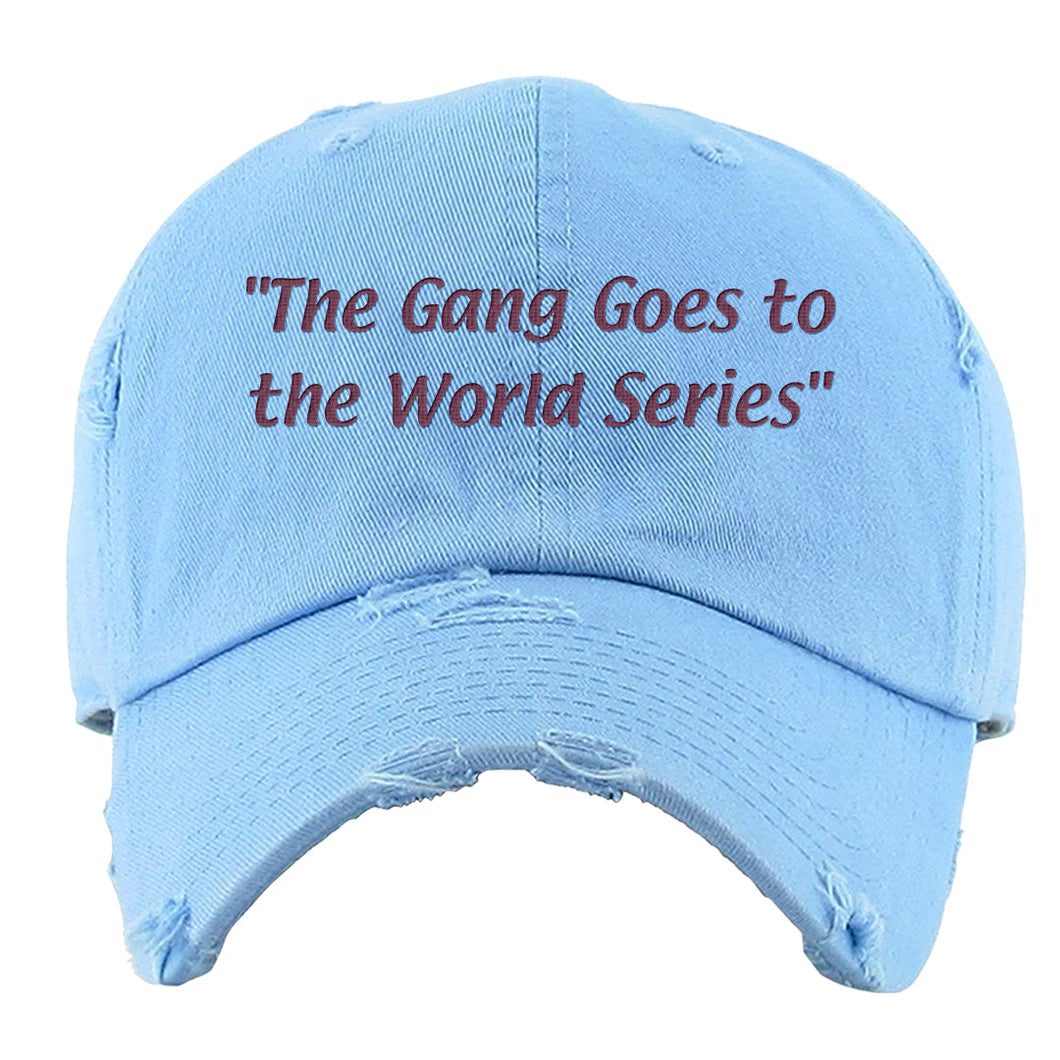 The Gang Goes To The World Series Distressed Dad Hat | The Gang Goes To The World Series Light Blue Distressed Dad Hat