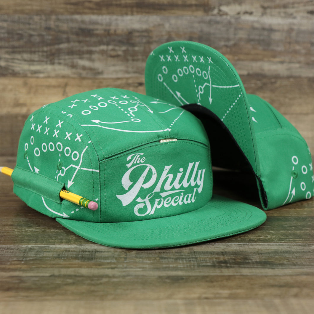 The Philly Special Championship Game All Over Print Five Panel Strapback Hat | Green Strapback