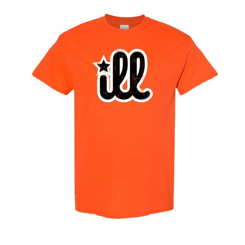 ILL Logo T-Shirt | ILL Logo Orange T-Shirt the front of this shirt has the black and white ill design