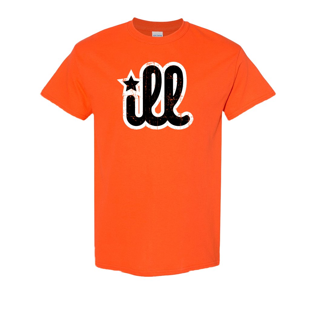 ILL Logo T-Shirt | ILL Logo Orange T-Shirt the front of this shirt has the black and white ill design
